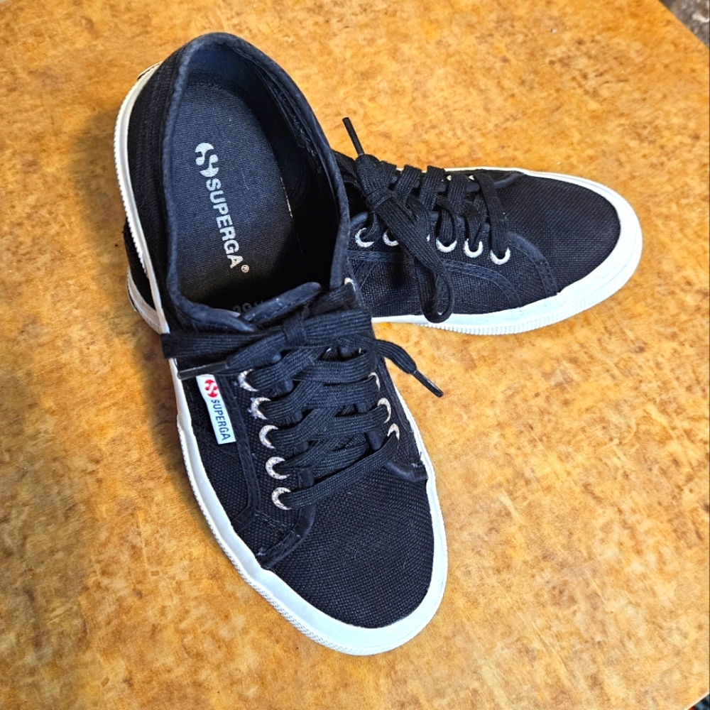 Superga Cotu Classic Sneakers Platform Cotron Canvas Black and White